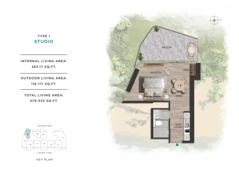 Beach Vista floor plan Studio · 479 sqft