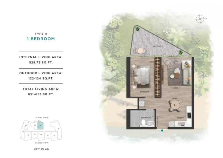 Beach Vista floor plan 1 BR · 651 sqft