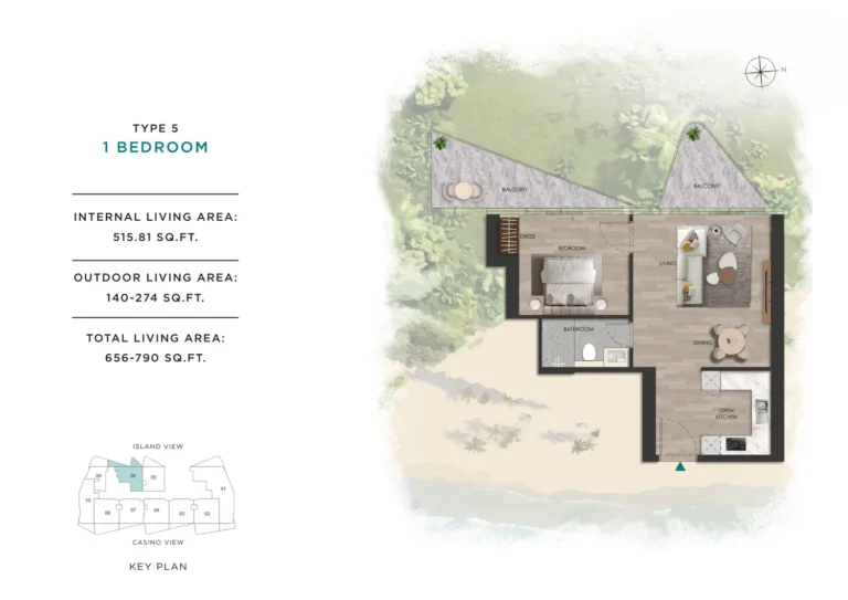 Beach Vista floor plan 1 BR · 656 sqft