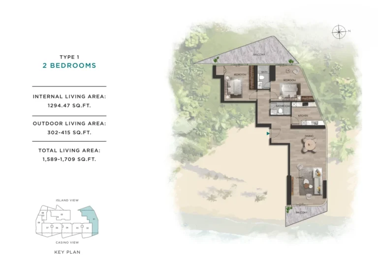 Beach Vista floor plan 2 BR · 1589 sqft
