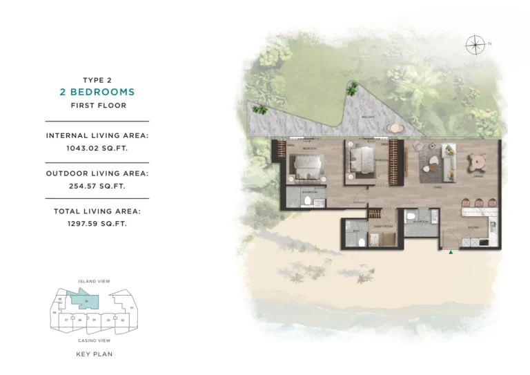 Beach Vista floor plan 2 BR · 1297 sqft