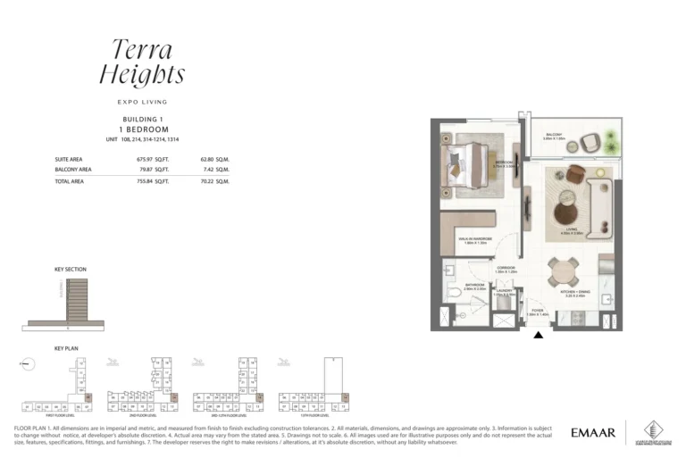 Terra Heights floor plan 1-спальн. · 755 sqft