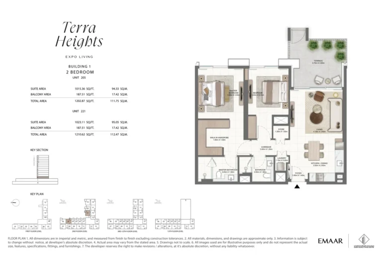 Terra Heights floor plan 2-спальн. · 1202 sqft