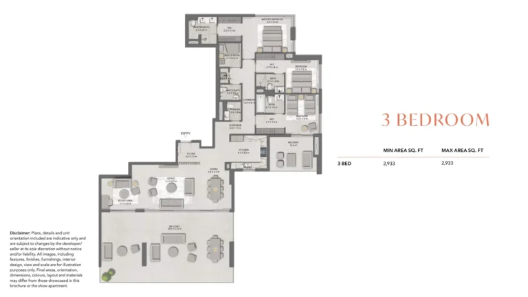 Maravelle at Ghaf Woods floor plan 3 BR · 2933 sqft