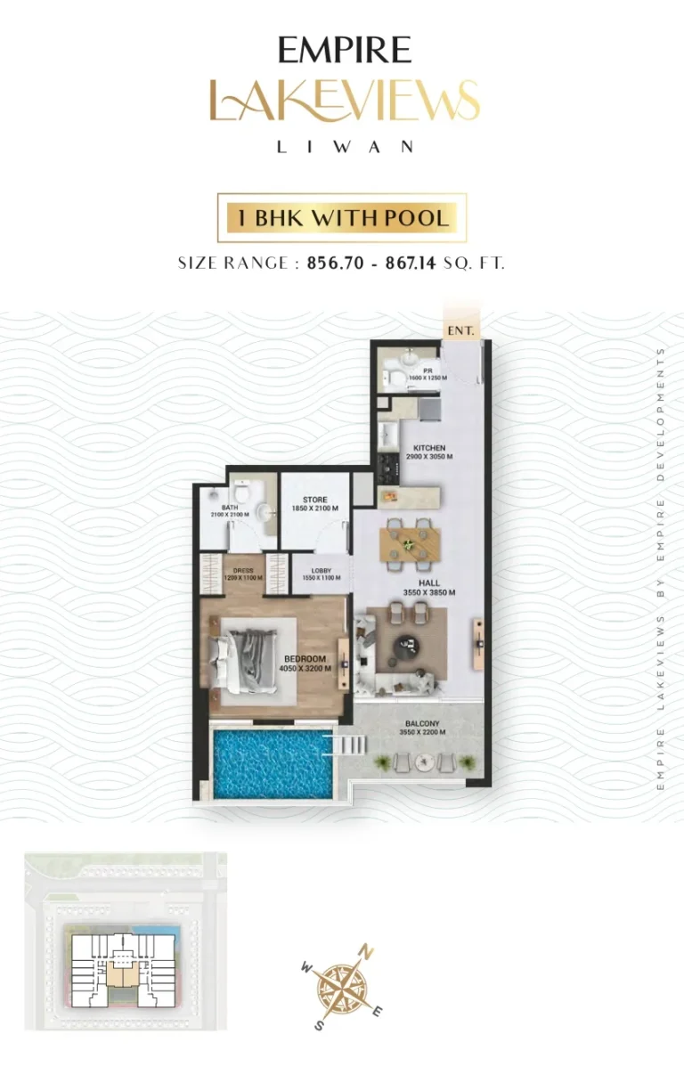Empire Lake Views floor plan 1 BR