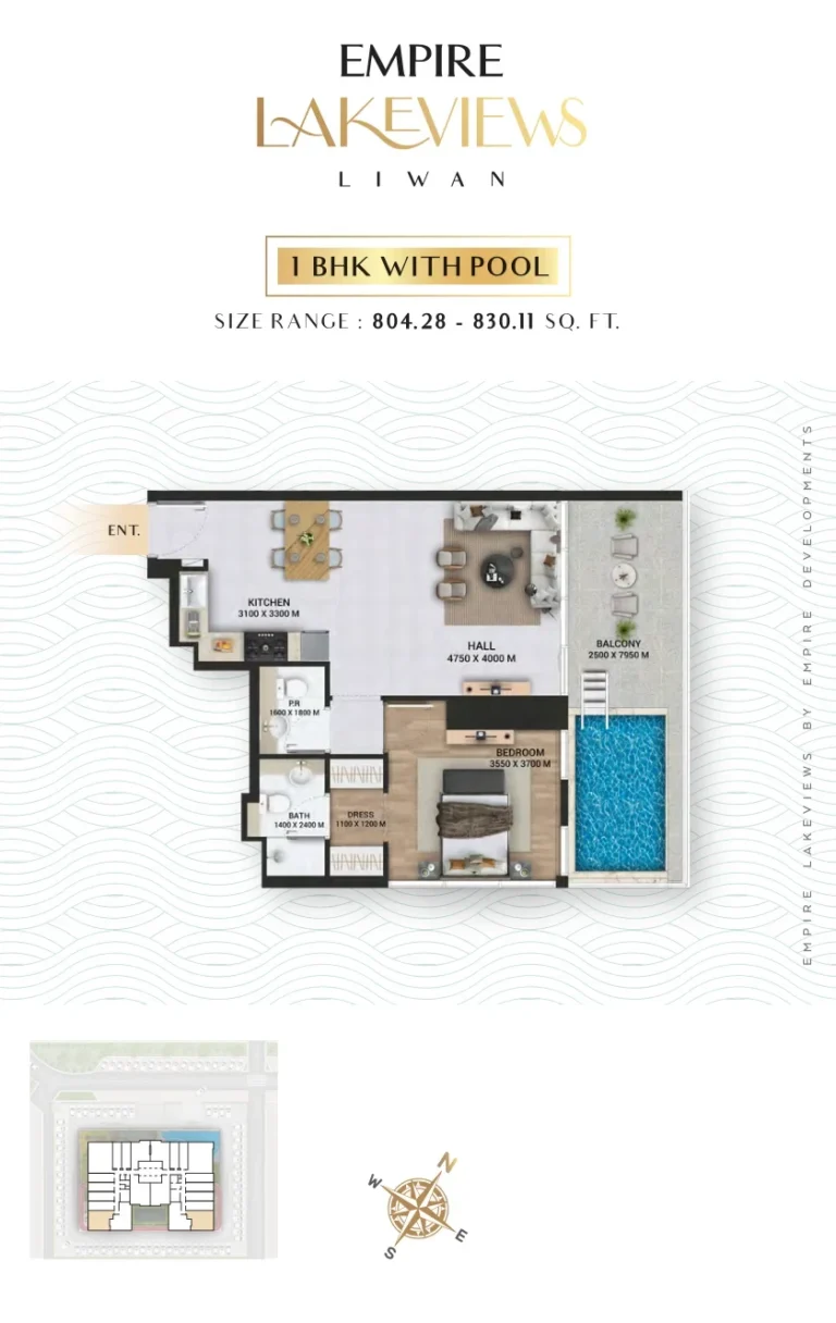 Empire Lake Views floor plan 1 BR