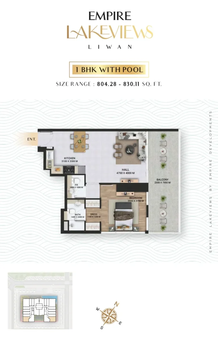 Empire Lake Views floor plan 1 BR