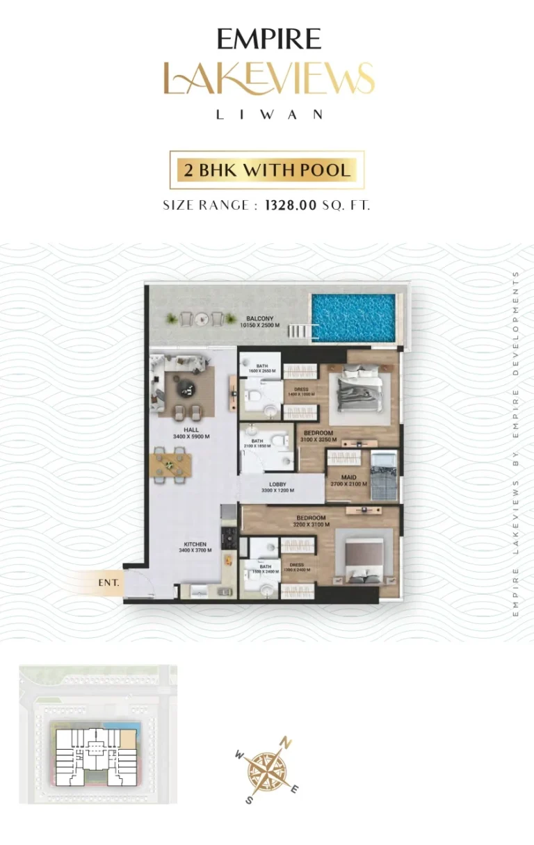 Empire Lake Views floor plan 2 BR · 1328 sqft