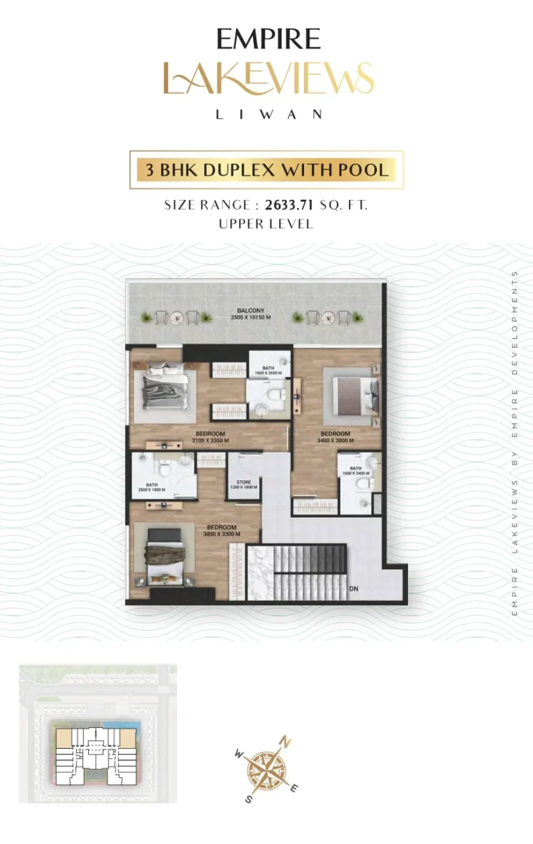 Empire Lake Views floor plan 3 BR · 2633 sqft