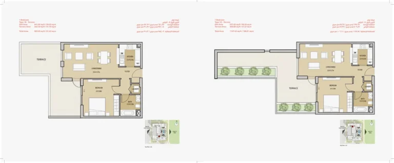 Mudon Views 1 floor plan 1-спальн. · 1147 sqft