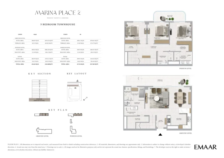 Marina Place 2 floor plan 3 BR · 2543 sqft