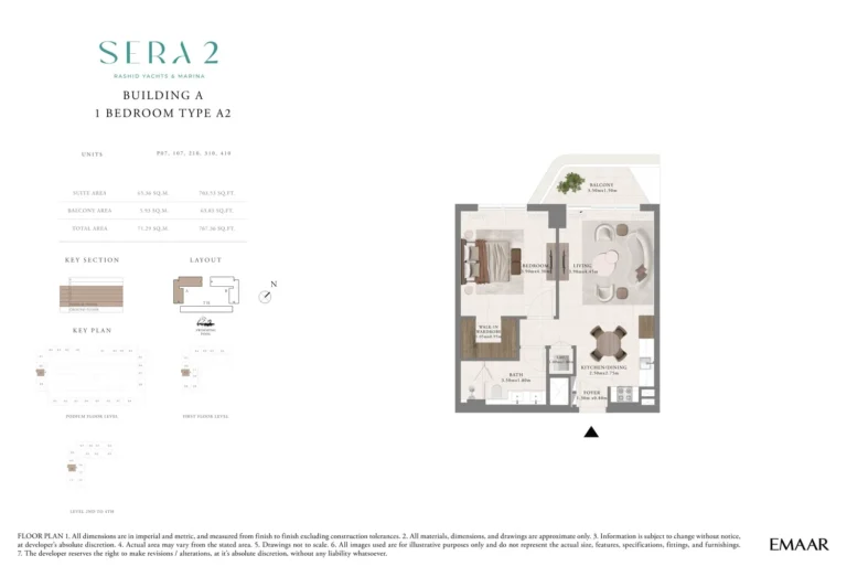 Sera 2 at Mina Rashid floor plan 1-спальн. · 767 кв. фут