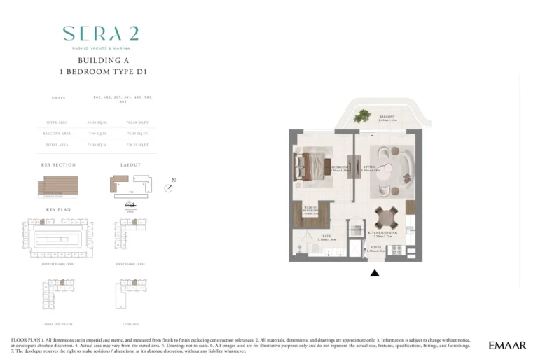 Sera 2 at Mina Rashid floor plan 1-спальн. · 778 кв. фут