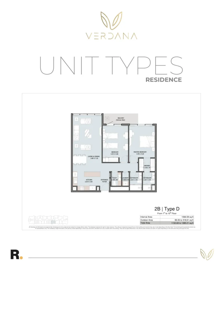 Verdana Residence 6 floor plan 2-спальн. · 1132 кв. фут