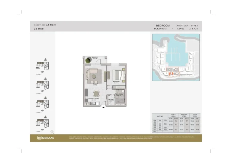 La Rive Building 3 floor plan 1-спальн. · 816 sqft