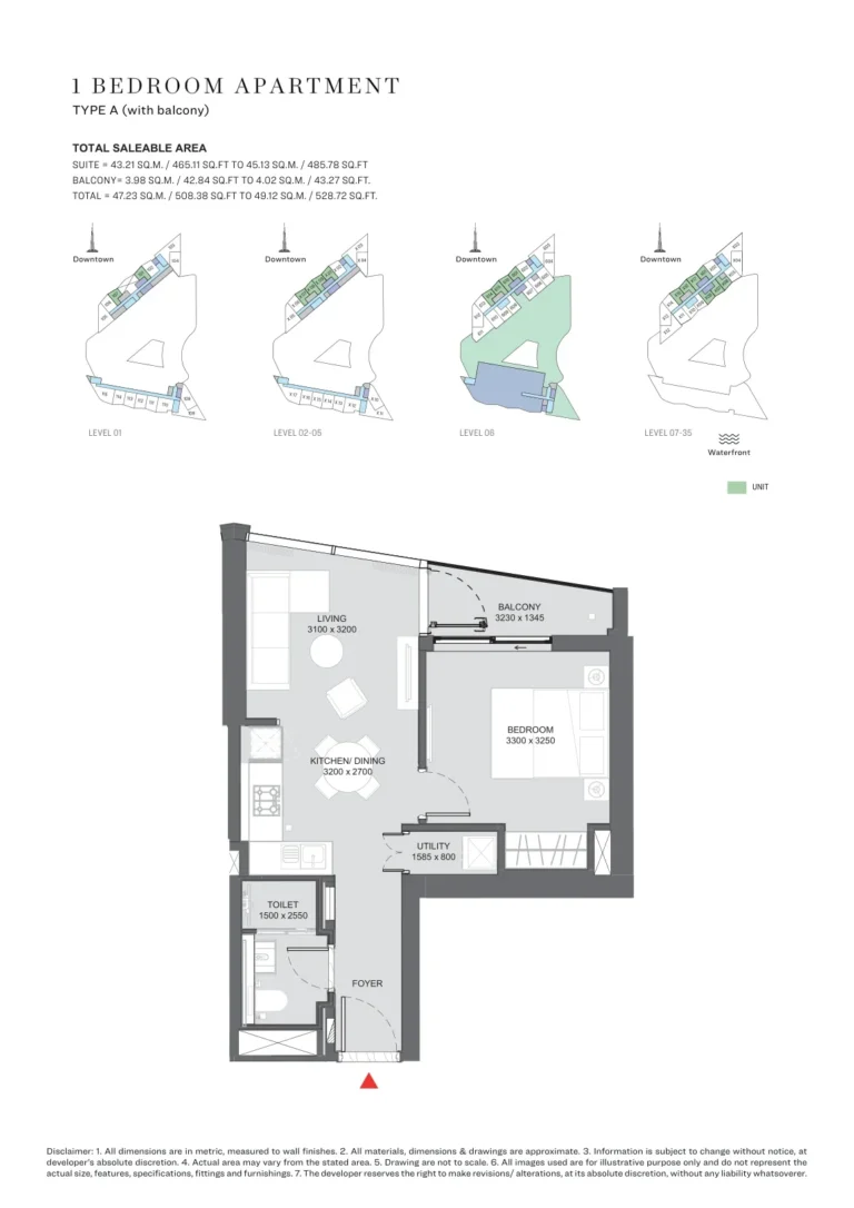Hartland Waves floor plan 1 BR · 508 sqft