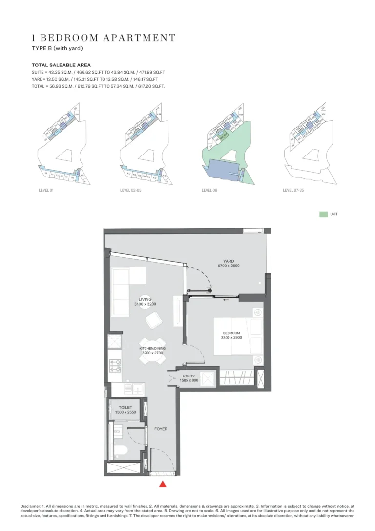 Hartland Waves floor plan 1 BR · 612 sqft