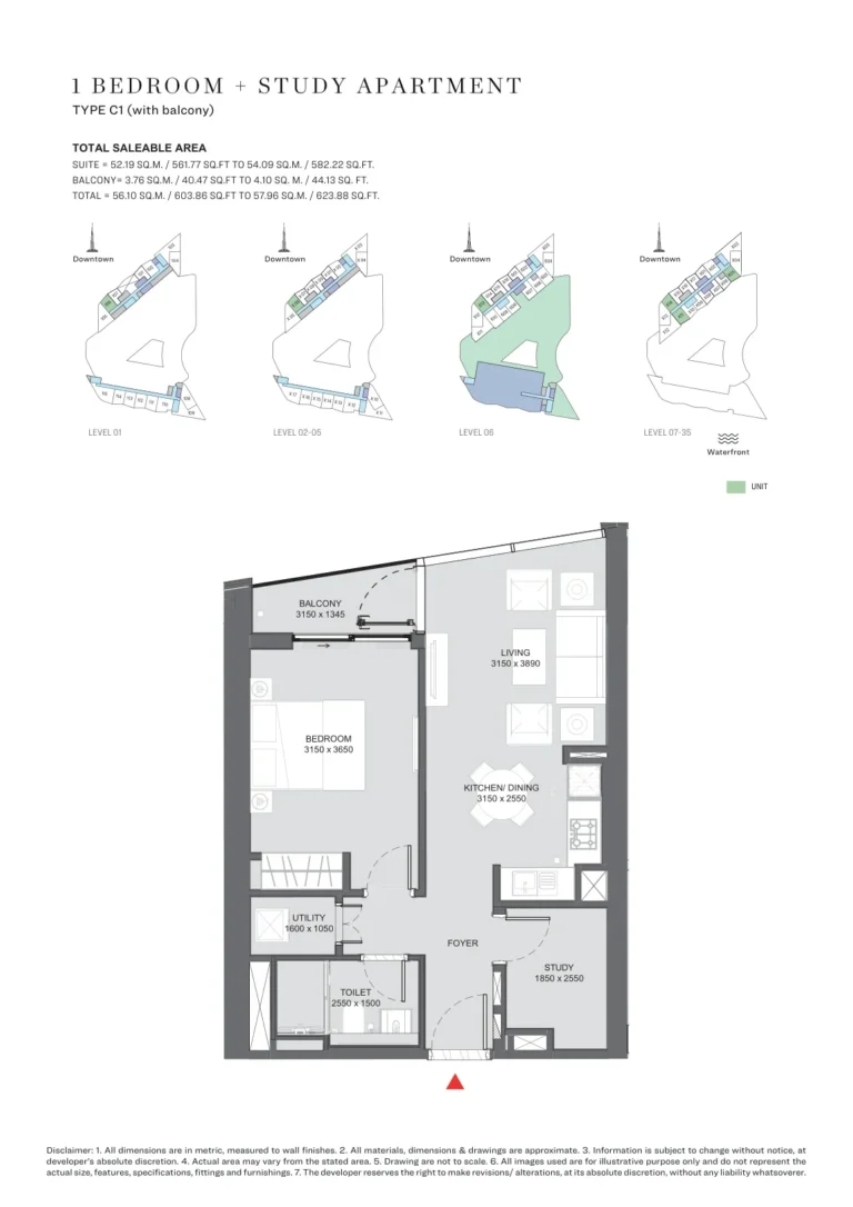Hartland Waves floor plan 1 BR · 603 sqft