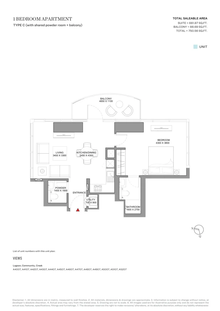 Skyscape Altius floor plan 1 BR · 750 sqft