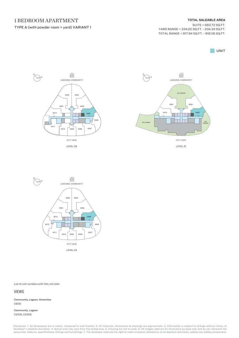 Skyscape Aura floor plan 1 BR · 917 sqft