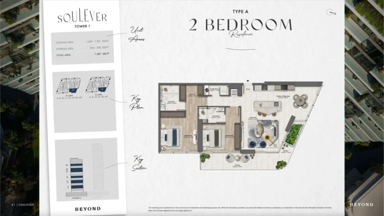 Soulever by Beyond floor plan 2-спальн. · 1487 sqft