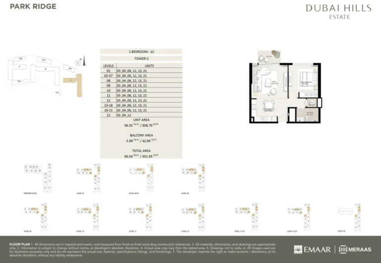 Park Ridge floor plan 1-спальн. · 651 sqft