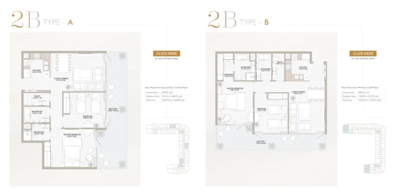 Plaza Residences floor plan 2-спальн. · 1032 sqft