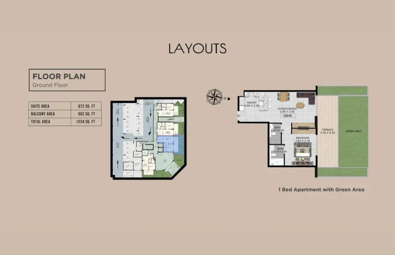 Orchid Residence 1 floor plan 1 BR · 1224 sqft