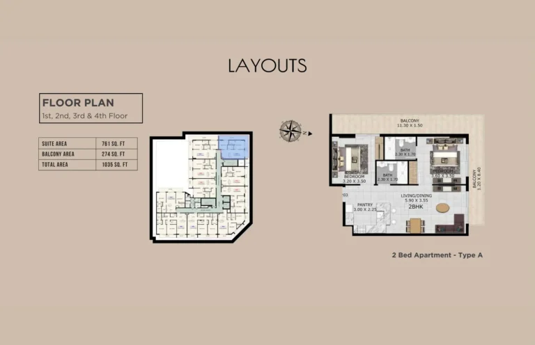 Orchid Residence 1 floor plan 2 BR · 1035 sqft