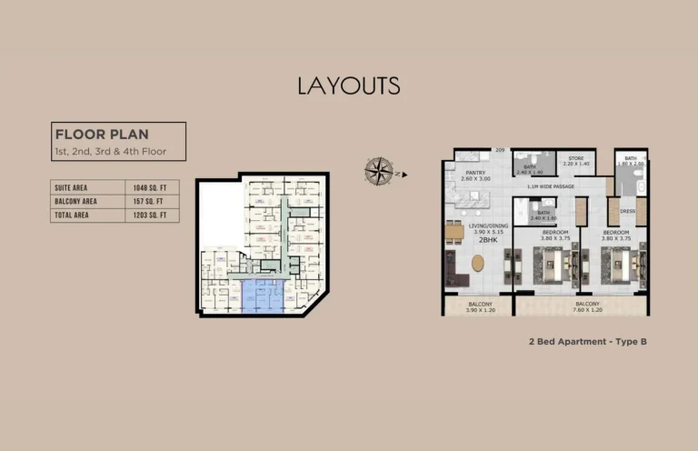 Orchid Residence 1 floor plan 2 BR · 1203 sqft
