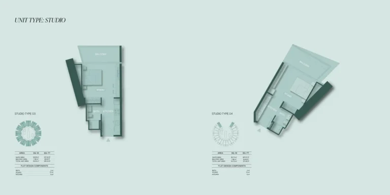 Binghatti Circle floor plan Studio · 393 sqft