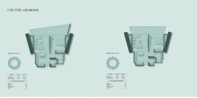 Binghatti Circle floor plan 1 BR · 765 sqft
