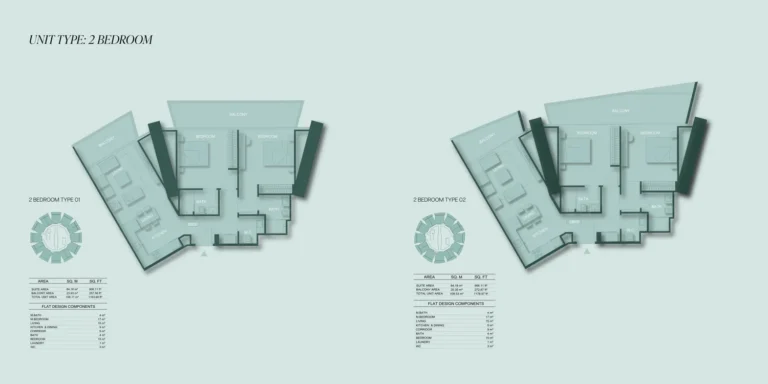 Binghatti Circle floor plan 2 BR · 1163 sqft