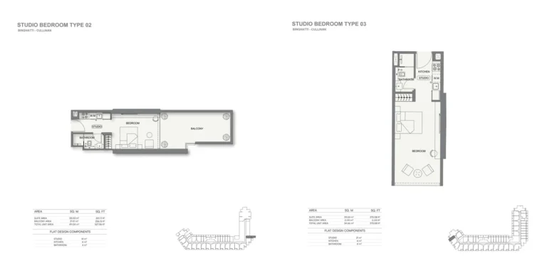 Binghatti Cullinan floor plan Studio · 528 sqft