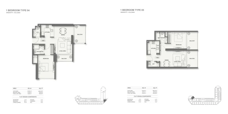 Binghatti Cullinan floor plan 1 BR · 800 sqft