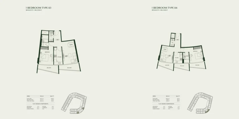 Binghatti Hillcrest floor plan 1 BR · 745 sqft