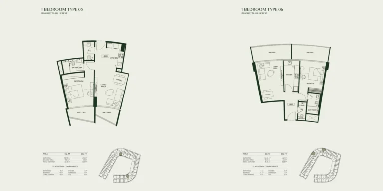Binghatti Hillcrest floor plan 1 BR · 669 sqft