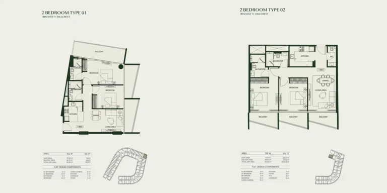 Binghatti Hillcrest floor plan 2 BR · 1029 sqft