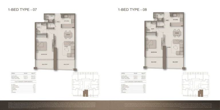 Binghatti Moonlight floor plan 1 BR · 805 sqft