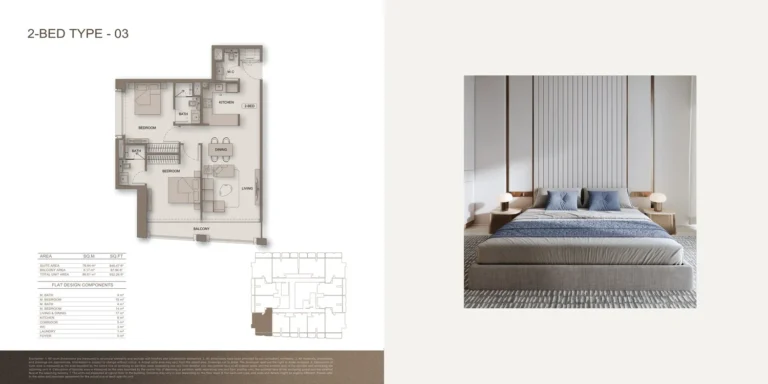 Binghatti Moonlight floor plan 2 BR · 938 sqft