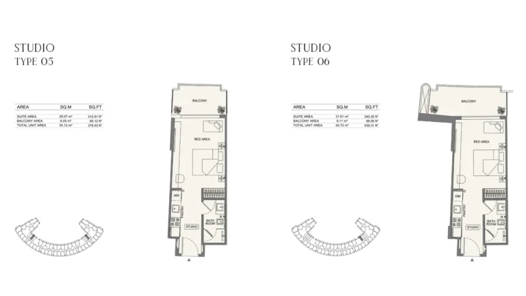 Binghatti Wraith floor plan Studio · 378 sqft