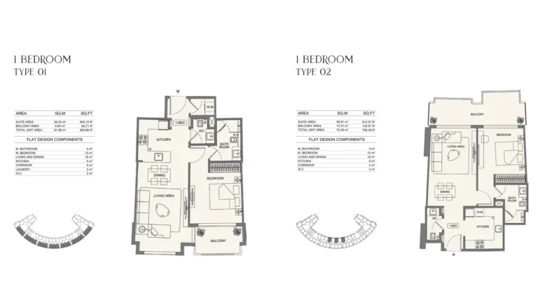 Binghatti Wraith floor plan 1 BR · 665 sqft