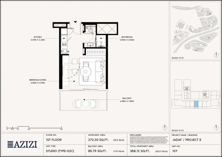 Azizi Leily floor plan Студия · 272 sqft
