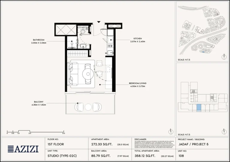Azizi Leily floor plan Студия · 272 sqft