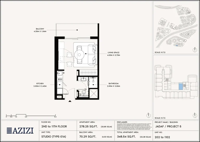 Azizi Leily floor plan Студия · 278 sqft