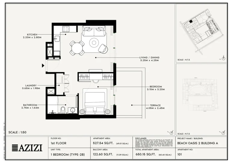 Beach Oasis 2 floor plan 1 BR · 527 sqft