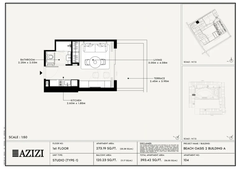 Beach Oasis 2 floor plan Studio · 273 sqft