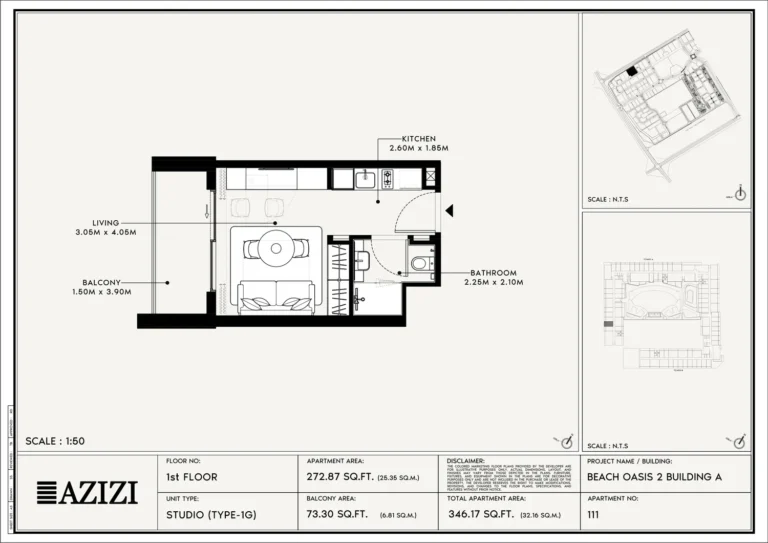 Beach Oasis 2 floor plan Studio · 272 sqft