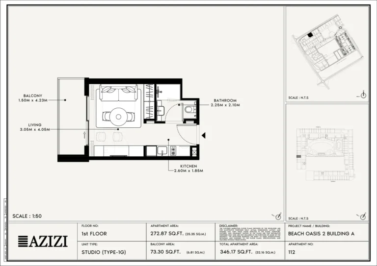 Beach Oasis 2 floor plan Studio · 272 sqft
