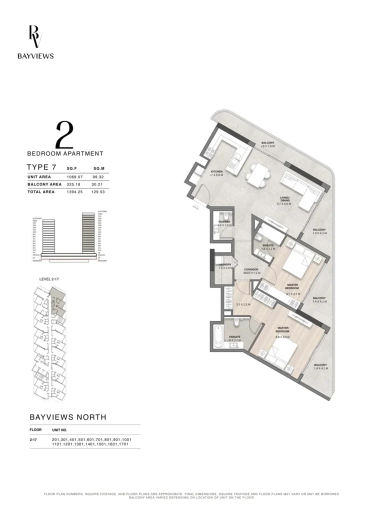 Bayview floor plan 2 BR · 1394 sqft